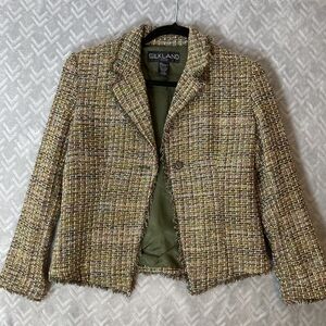SilkLand Women's Textured Blazer - Green and Brown
